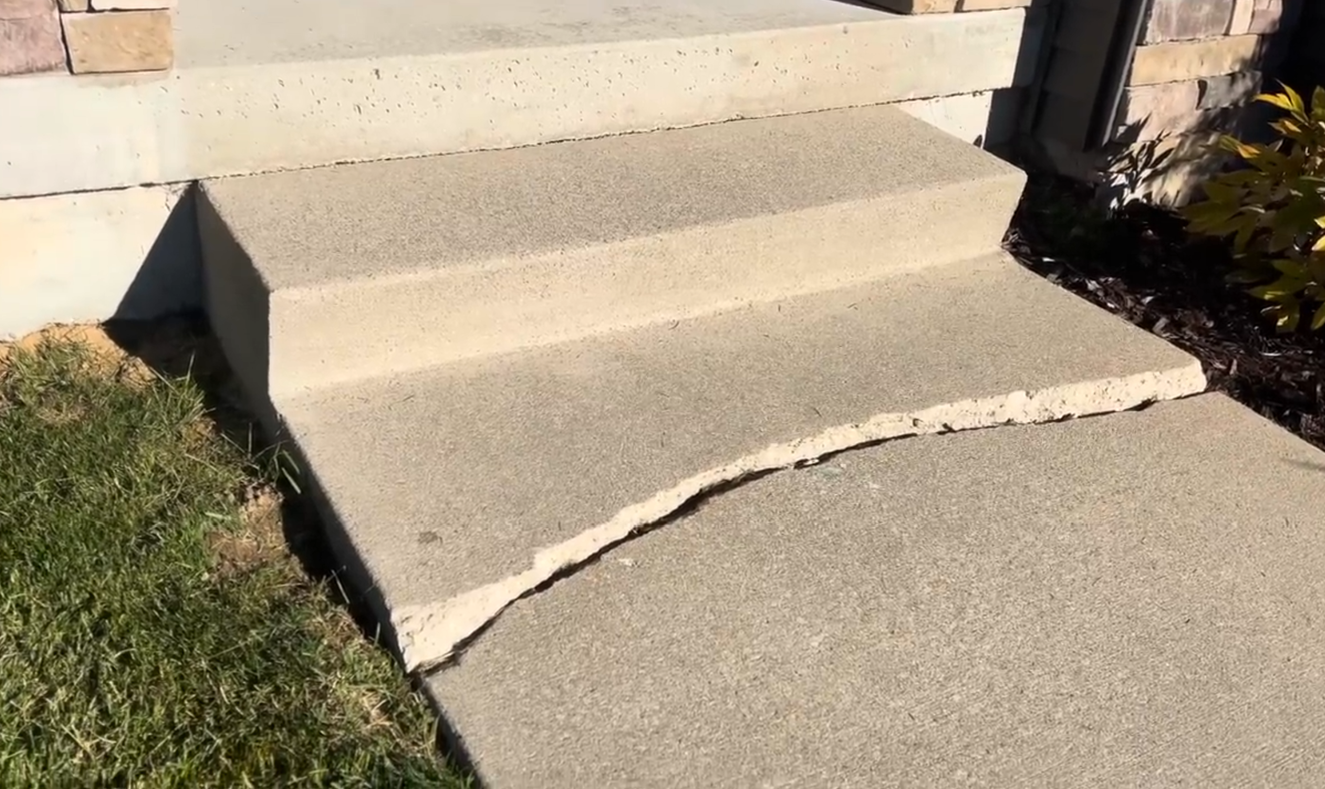 Sidewalk repair before and after - raised trip hazard slab leveled in Bannock County, ID